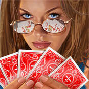 Poker-woman playing cards